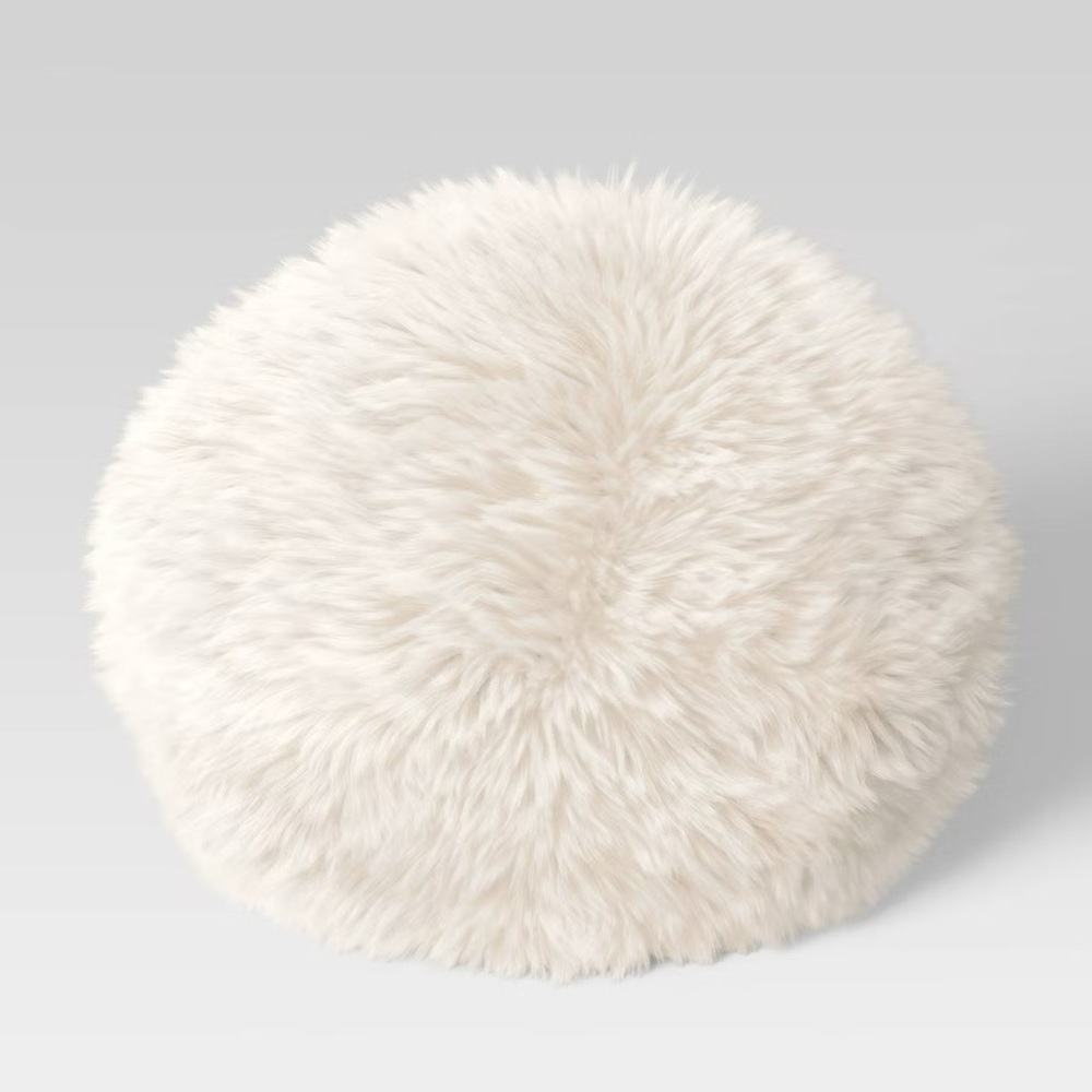 Threshold Faux Fur Round Pillow - Ivory